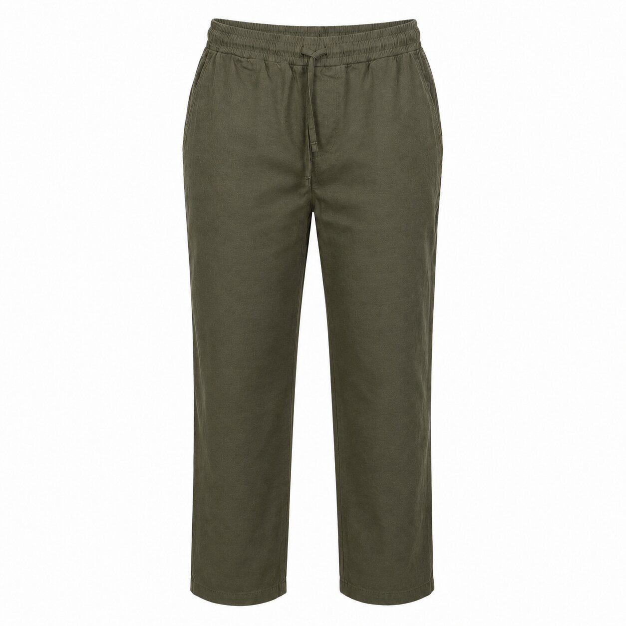 Départ Homme Pantalon en Lin Vert Khaki