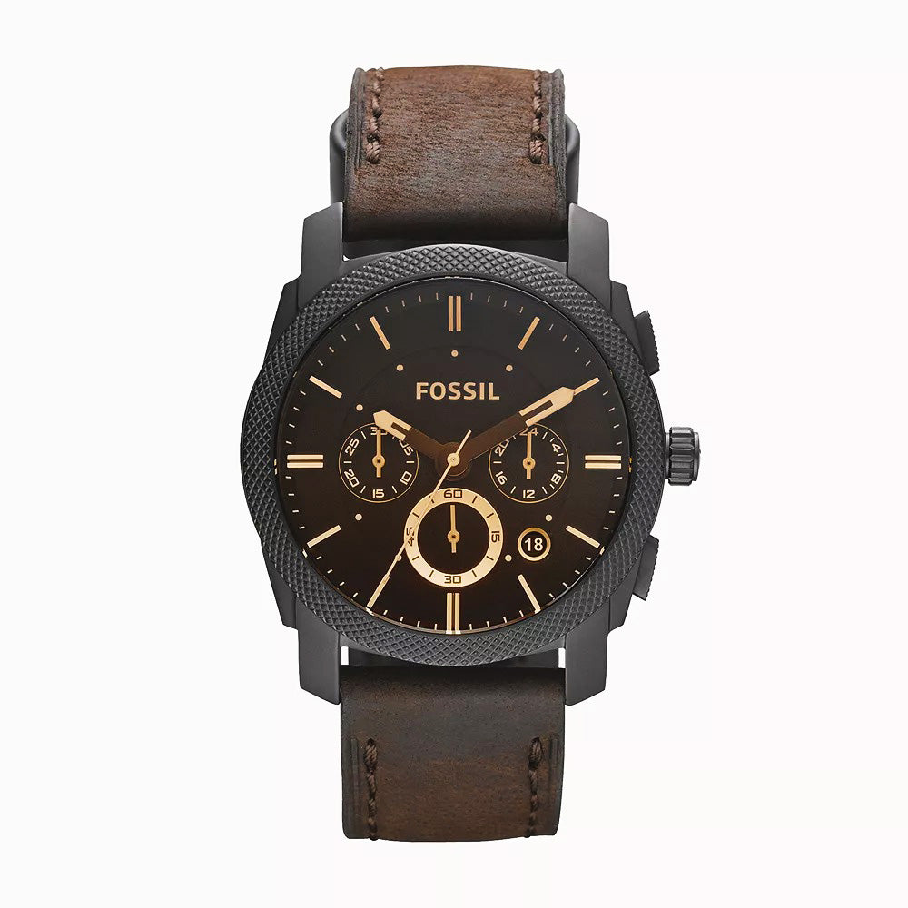 Montre FOSSIL Machine chronographe en cuir Brun