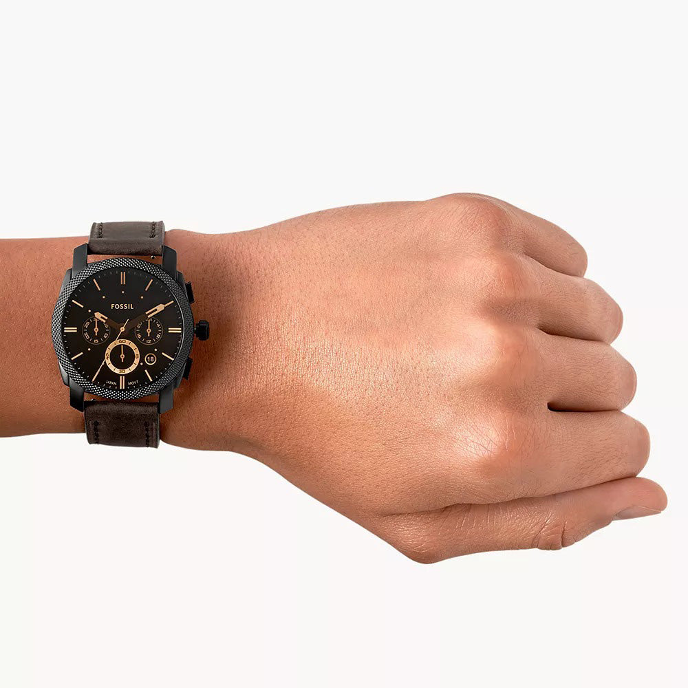 Montre FOSSIL Machine chronographe en cuir Brun