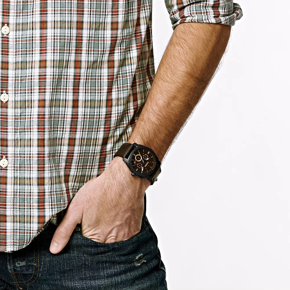 Montre FOSSIL Machine chronographe en cuir Brun