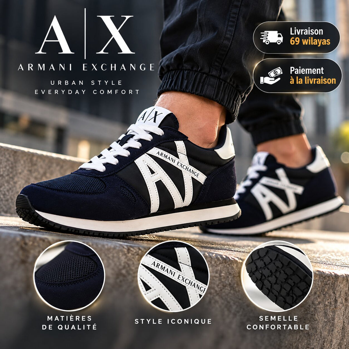 Armani Exchange Retro Running Sneakers